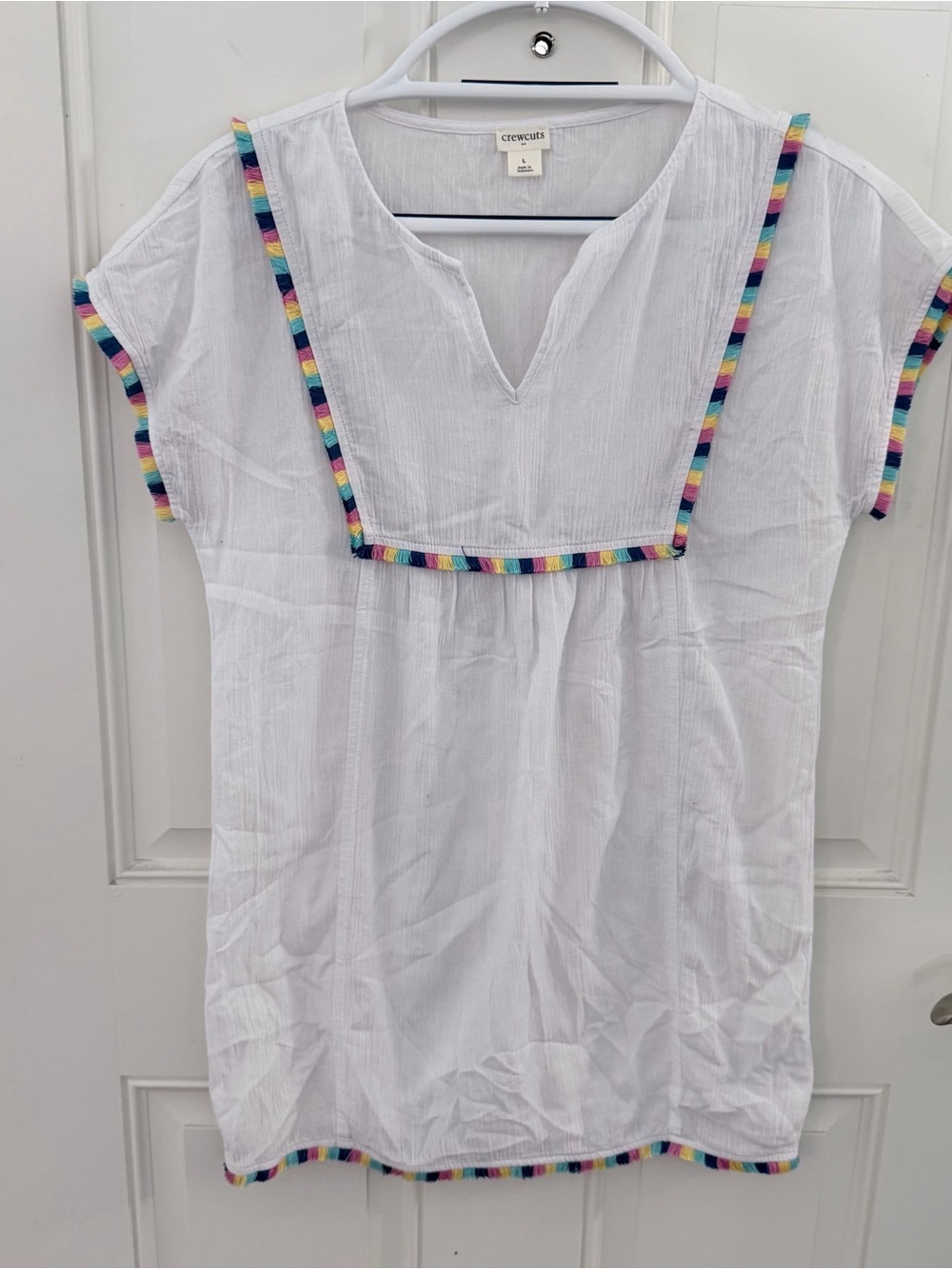 J.Crew Crewcuts Dress L | White Gauze Fringe Beach